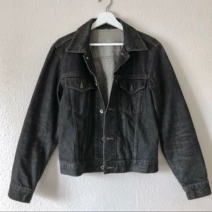 Vintage Light Wash Black Denim Jacket